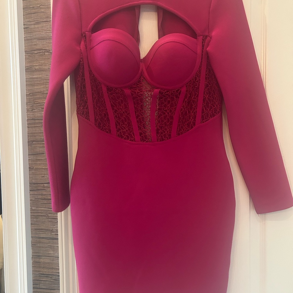 Chic Fuchsia Long Sleeve Dress